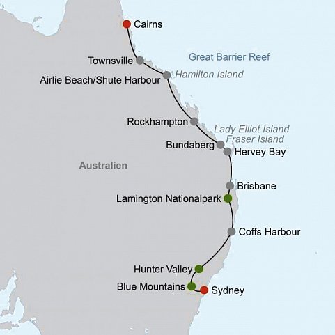 Ostküste & Trauminseln (19 Nächte, Sydney-Cairns)