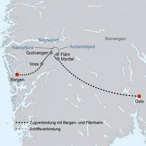 Mit Schiff und Bahn von Oslo nach Bergen