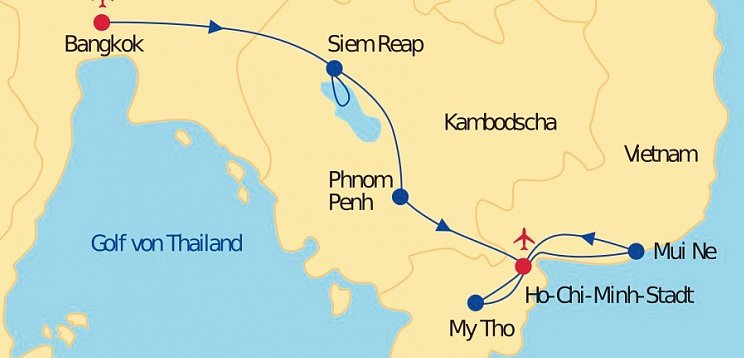 3 Länderkombi Thailand, Kambodscha & Vietnam inkl. Baden