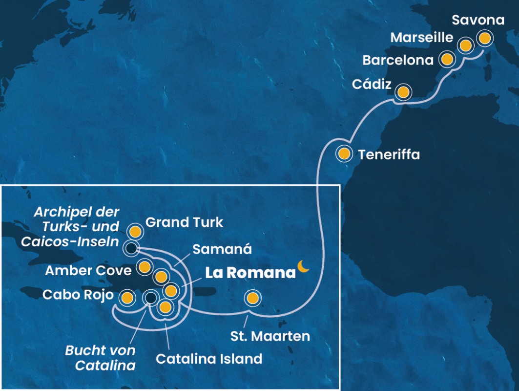 Transatlantik Dominikanische Republik - Italien mit Costa Pacifica