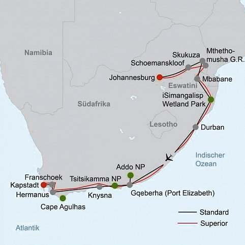Südafrika zum Verweilen (Kapstadt-Johannesburg)