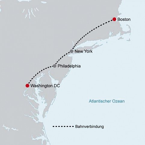 Highlights der Ostküste mit dem Zug