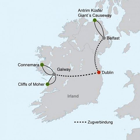 Bahnerlebnisreise Nordirland und der Westen