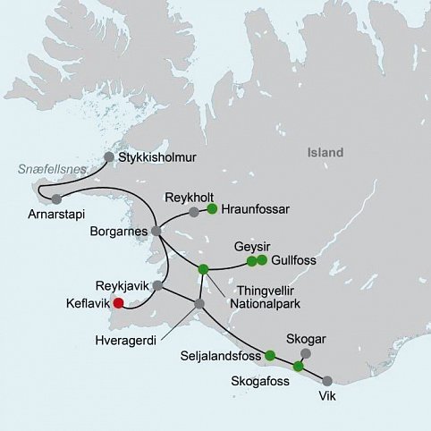 Ferienhausrundreise Südwestisland