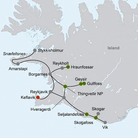 Ferienhausrundreise Südwestisland