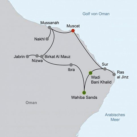 Faszinierendes Sultanat Oman per Pkw