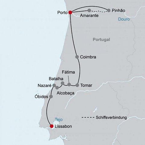Von Porto nach Lissabon