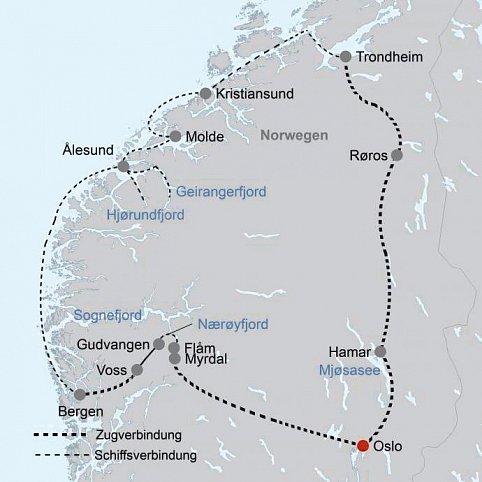 Mit Postschiff und Bahn durch Norwegen