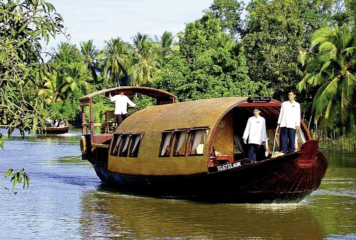 Mekong-Delta mit dem Sampan-Boot