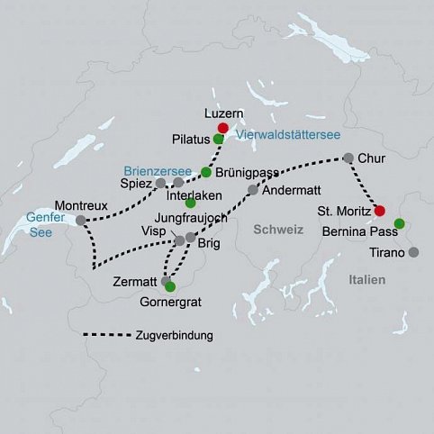 Höhepunkte der Schweiz - Grand Train Tour of Switzerland ab St. Moritz