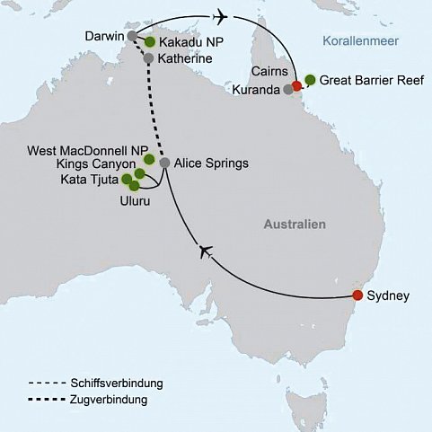 Australiens Glanzpunkte kompakt ohne Melbourne (15 Tage/14 Nächte)