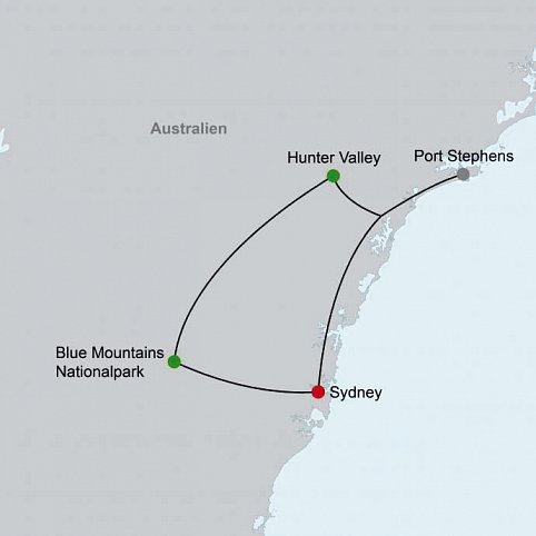 Rund um Sydney - Berge, Wein & Meer