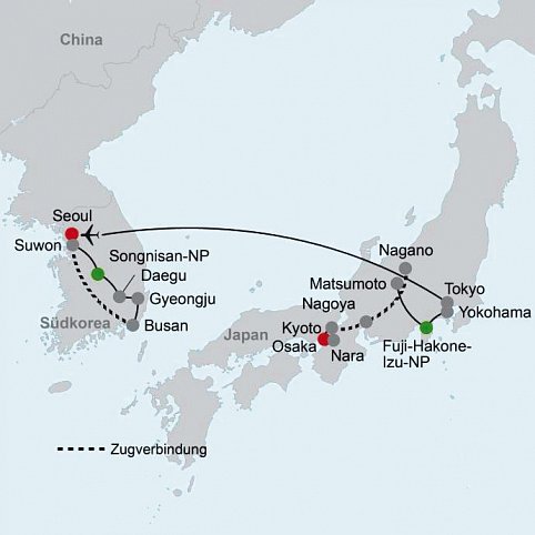 Japan und Südkorea entdecken (nur Landprogramm)