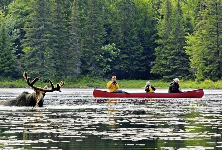 Algonquin mit dem Kanu - Zelt