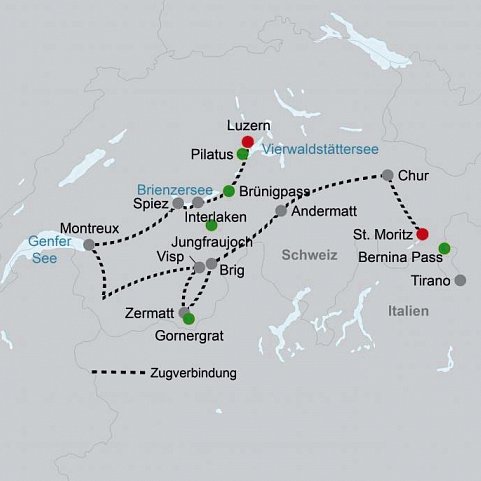 Höhepunkte der Schweiz - Grand Train Tour of Switzerland ab St. Moritz