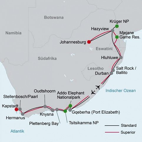 Klassisches Südafrika (ab Johannesburg/bis Kapstadt)