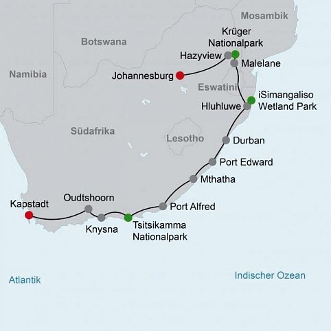 Best of South Africa von Johannesburg nach Kapstadt