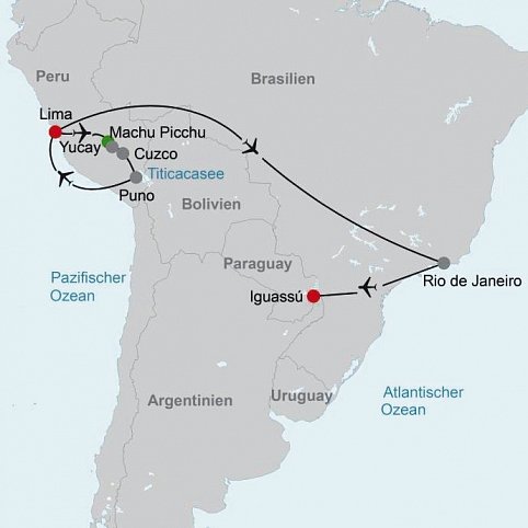 Südamerikas Schätze: Von Machu Picchu ans große Wasser Iguassú