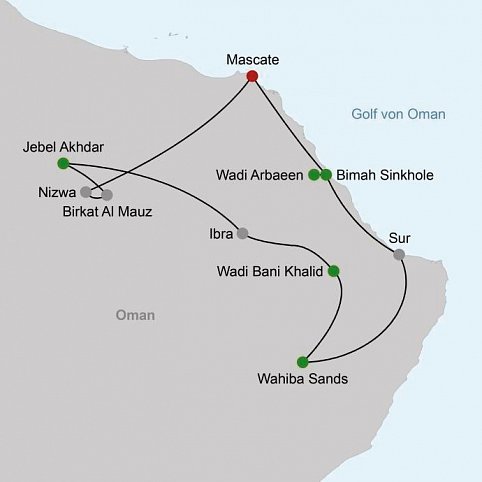 Kontrastreicher Oman mit Chauffeur