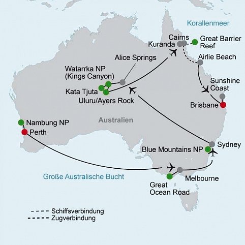 Vielfalt Australien mit Ostküste & Westaustralien (21 Nächte, Perth-Brisabane)