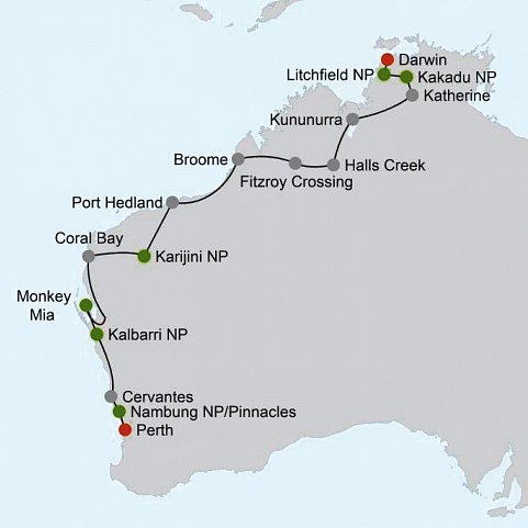 Westküste auf eigene Faust (22 Nächte, Perth-Darwin)