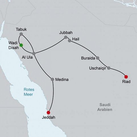 Karte der Oasen der Arabischen Halbinsel