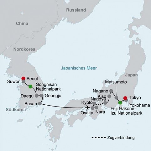 Südkorea und Japan entdecken