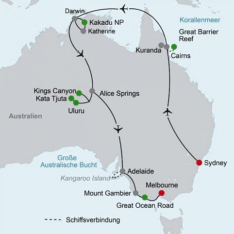 Höhepunkte Australiens (ab Sydney/bis Melbourne)