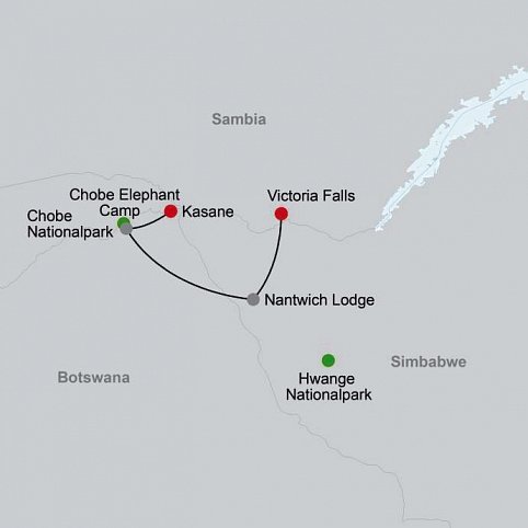 Viktoria Fälle & Safari Abenteuer ab Victoria Falls/bis Kasane