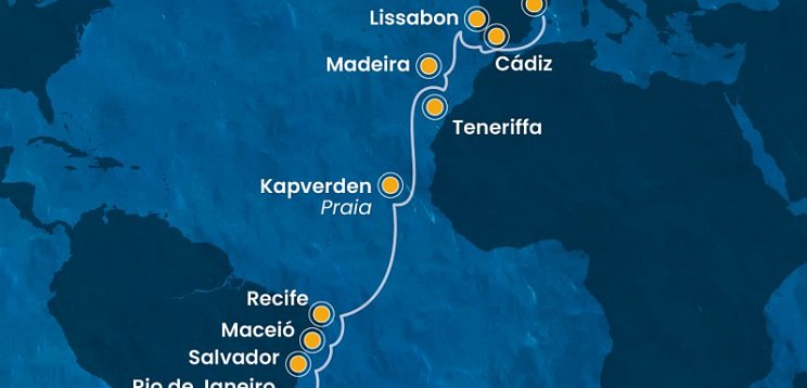 Transatlantik Barcelona – Rio de Janeiro mit Costa Favolosa