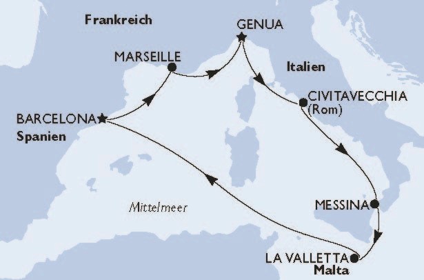 Italien, Malta, Spanien - MSC World Europa