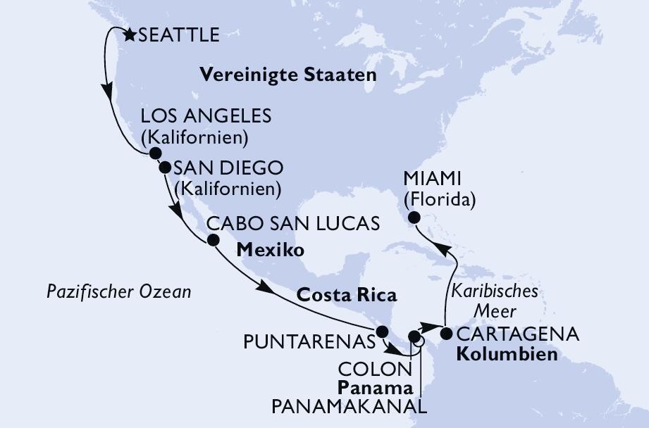 Seattle bis Miami & Panamakanal mit MSC Poesia