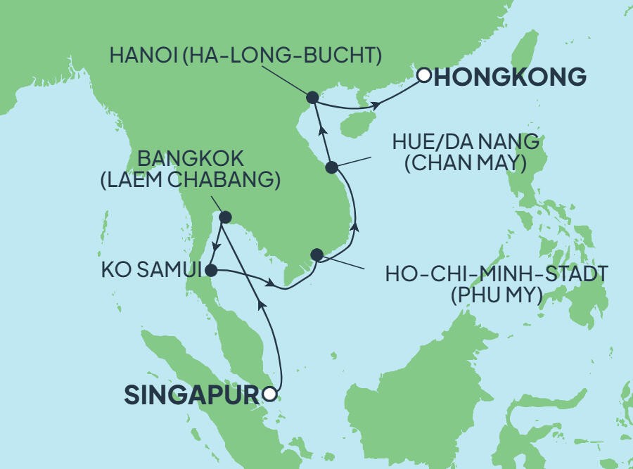 Singapur bis Hongkong mit Norwegian Jade