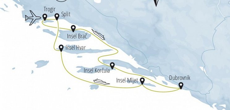Blaue Reise – Kreuzfahrt zwischen 1000 Inseln ab/bis Trogir