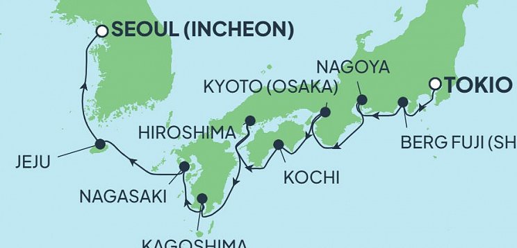 Japan & Südkorea mit Norwegian Jade