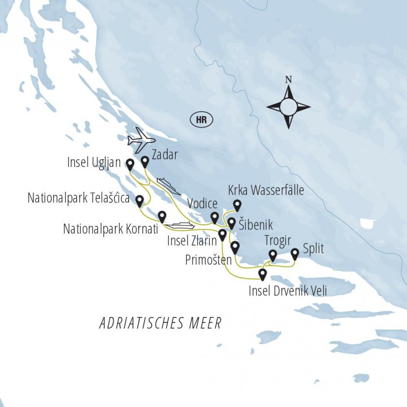 Blaue Reise – Kreuzfahrt zwischen 1000 Inseln ab/bis Zadar