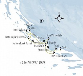 Blaue Reise – Kreuzfahrt zwischen 1000 Inseln ab/bis Zadar