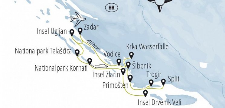 Blaue Reise – Kreuzfahrt zwischen 1000 Inseln ab/bis Zadar