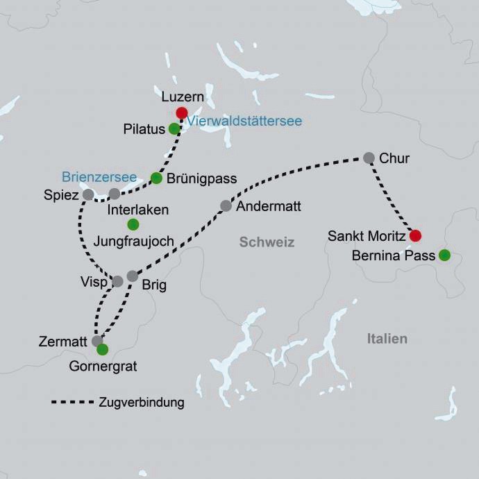 Höhepunkte der Schweiz - Grand Train Tour of Switzerland ab Luzern