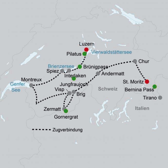 Höhepunkte der Schweiz - Grand Train Tour of Switzerland ab Luzern