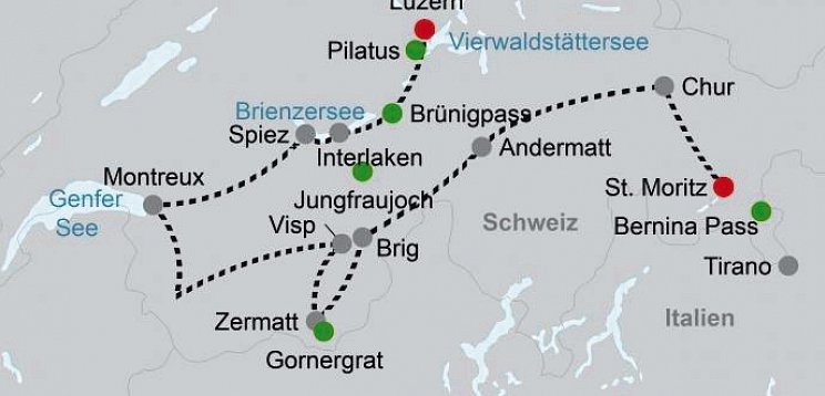 Höhepunkte der Schweiz - Grand Train Tour of Switzerland ab Luzern