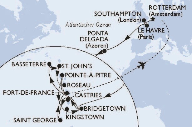 Transatlantik & Karibik - Balkon-Special mit MSC Virtuosa